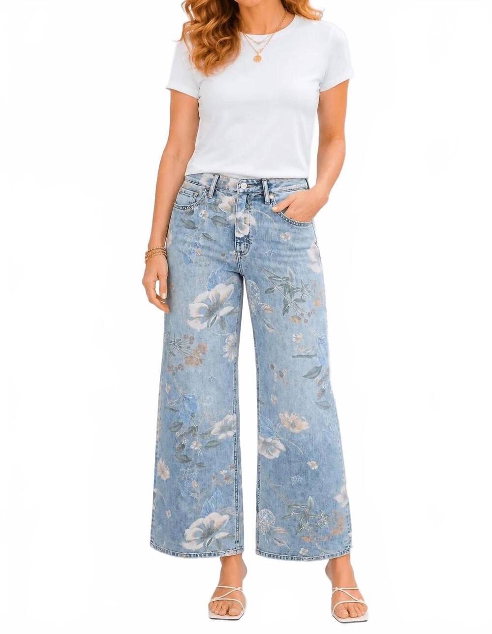 NEW VERVET BY FLYING MONKEY prairie blossom jean in denim blue